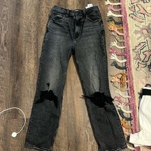 Abercrombie ankle straight ultra high rise black jeans